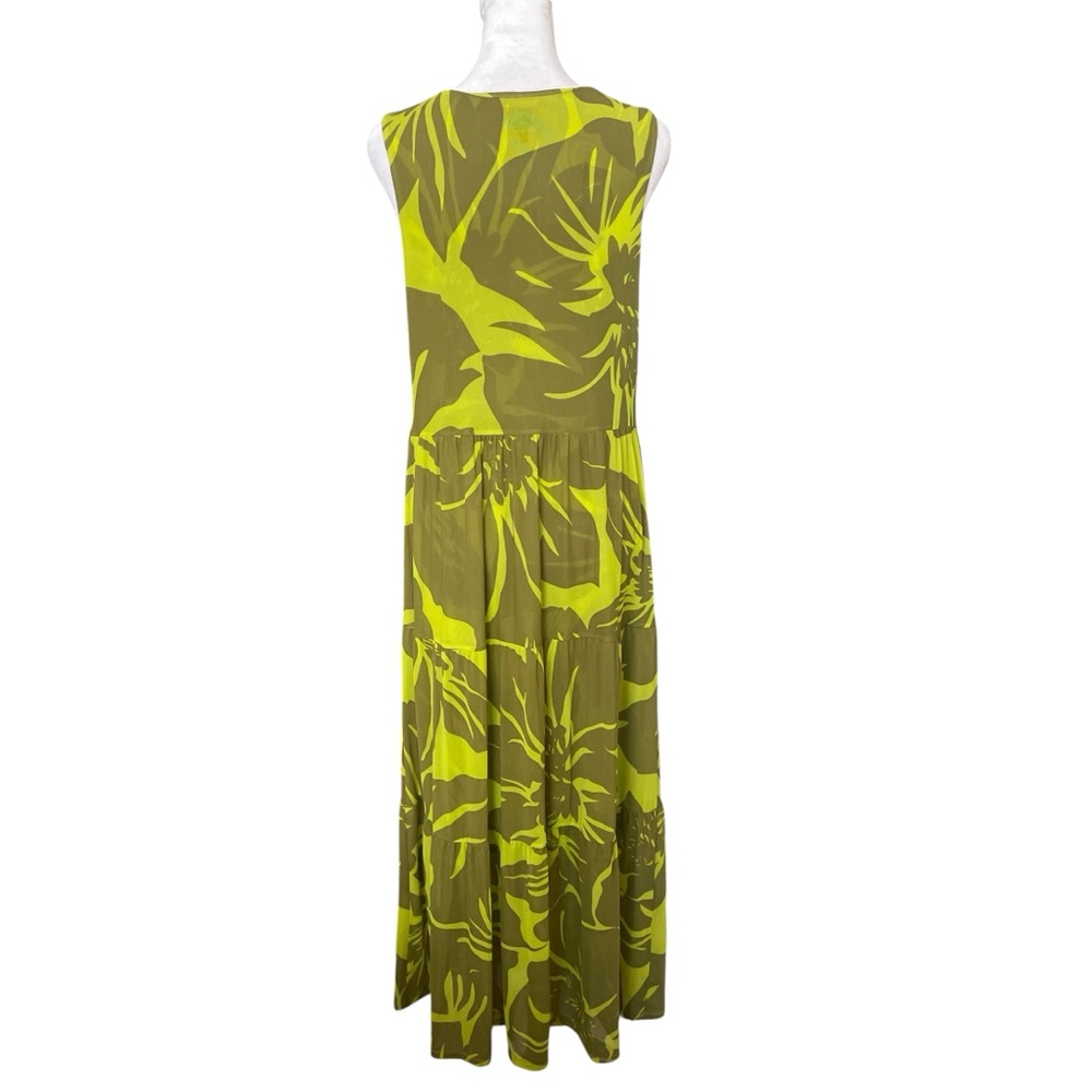 Cabi Tie Front Green Tropical Print Mesh Maxi Dress Small - Picture 6 of 11